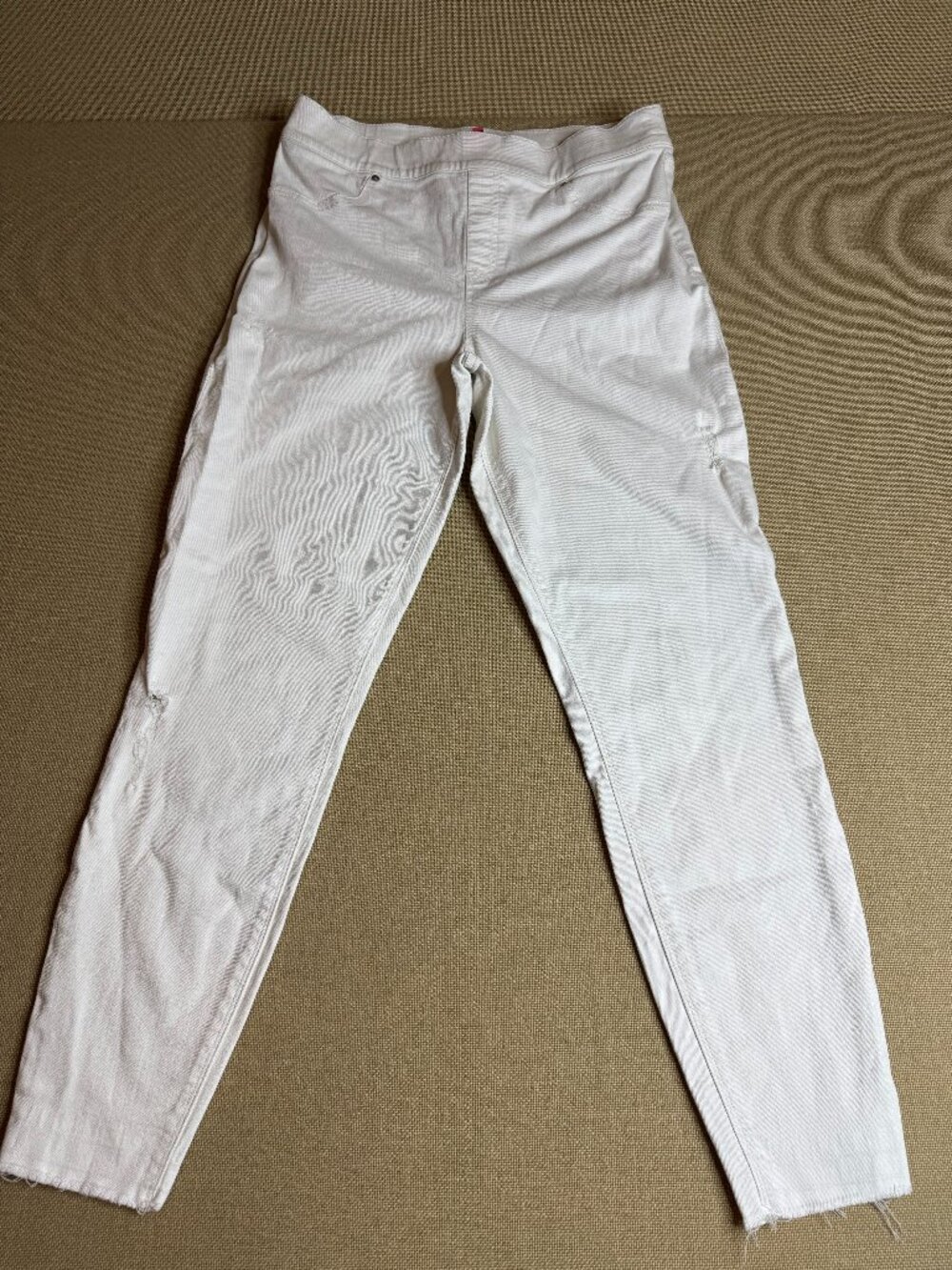 SPANX White Distressed Pull-On Skinny Jeans Large